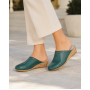 Saboti dama verzi din piele naturala cu talpa tip pana si design slip-on TEA5V